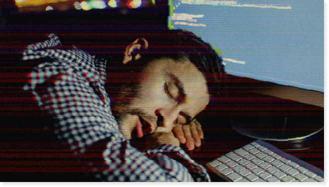Bad Programmer Sleeping on a Keyboard
