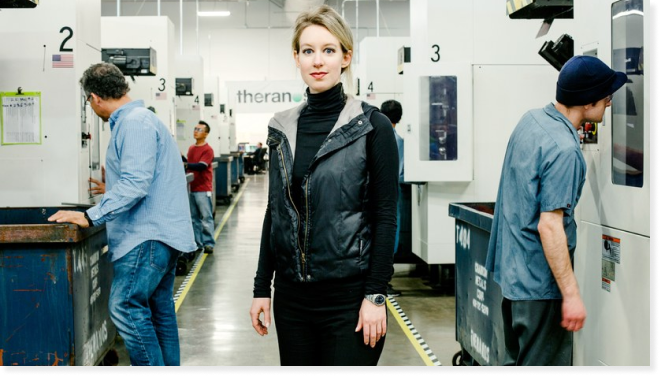 Elizabeth Holmes at a company facility in Newark, 2015. Courtesy of Wired