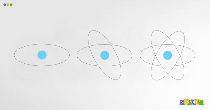 artwork depicting various stages of an atom