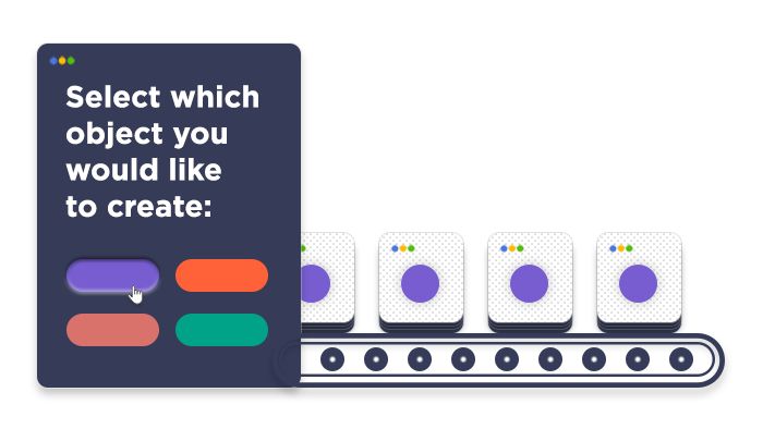 artwork depicting how factory design patterns work