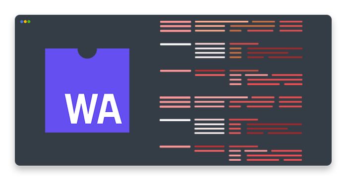 artwork depicting WebAssembly logo and red error messages