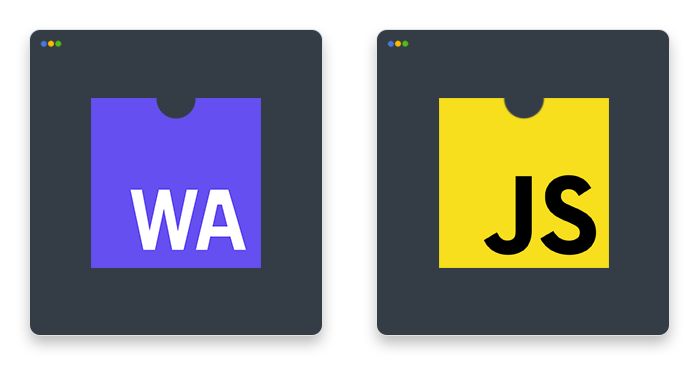 artwork depicting WebAssembly vs. JavaScript