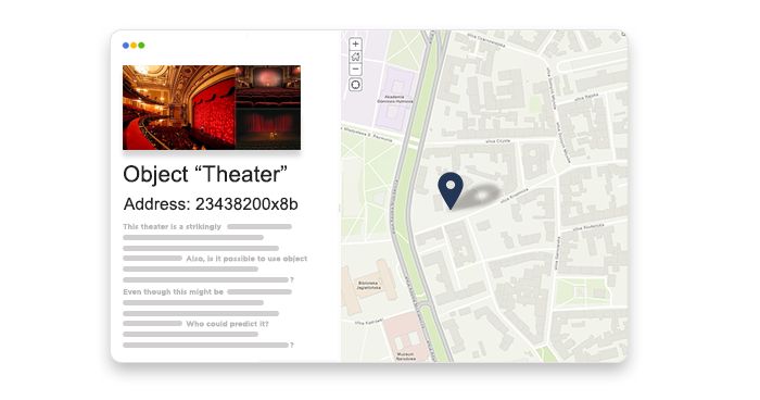 artwork depicting a stylized Google Maps-like interface with various computer objects