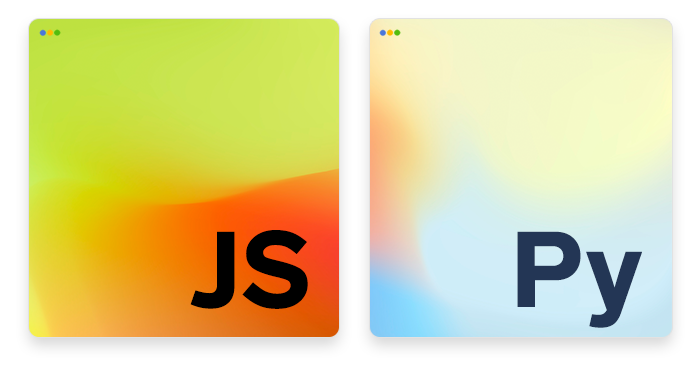 artwork depicting stylized JavaScript and Python logos