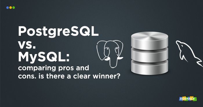 stylized logos of PostreSQL and MySQL