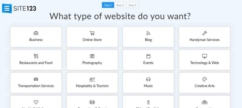 Site123 Screenshot