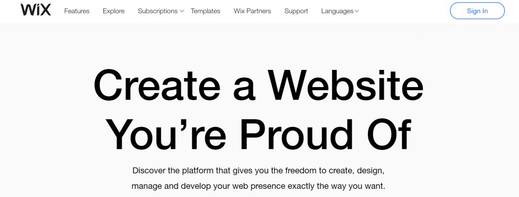 Wix Screenshot