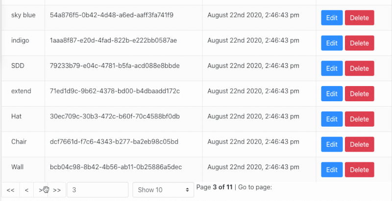 React table pagination navigate result