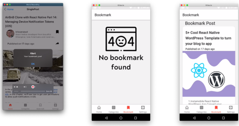 React native bookmark with asyncstorage React native bookmark with asyncstorage