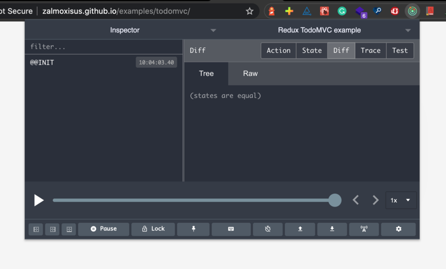 Screenshot of the Redux DevTools Screenshot of the Redux DevTools