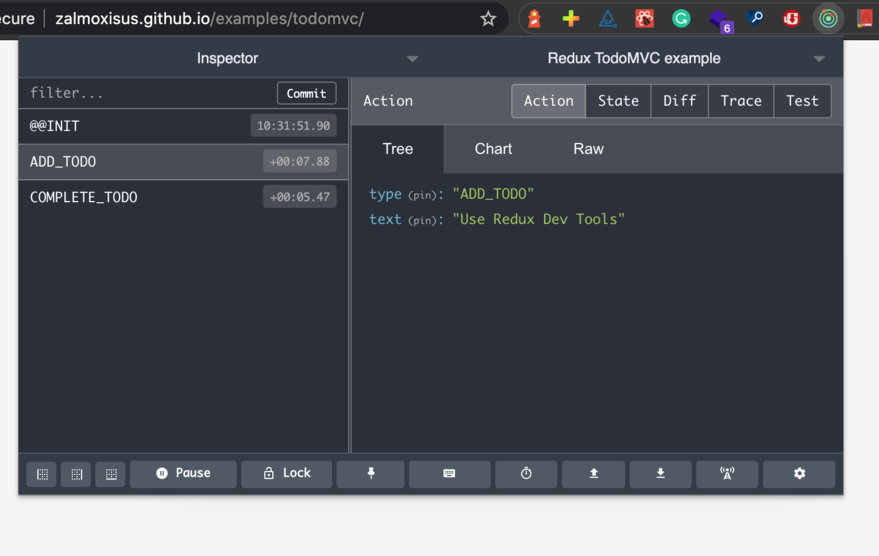 The action object of the ADD_TODO action The action object of the ADD_TODO action