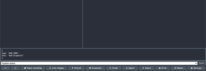 Dispatching action directly in the DevTools Dispatching action directly in the DevTools
