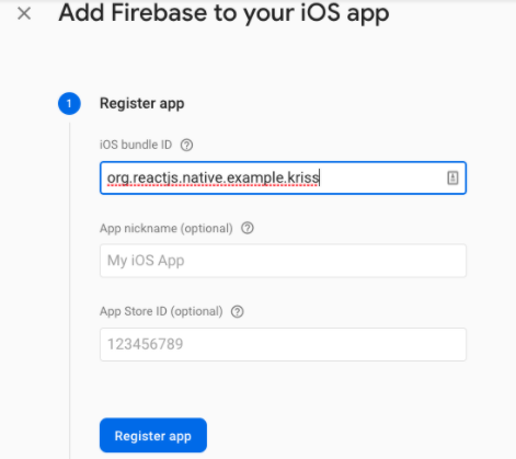 Add new Firebase app Add new Firebase app