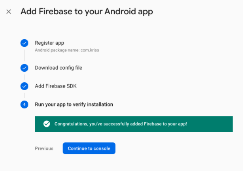 Finalize setup Firebase on Android Finalize setup Firebase on Android