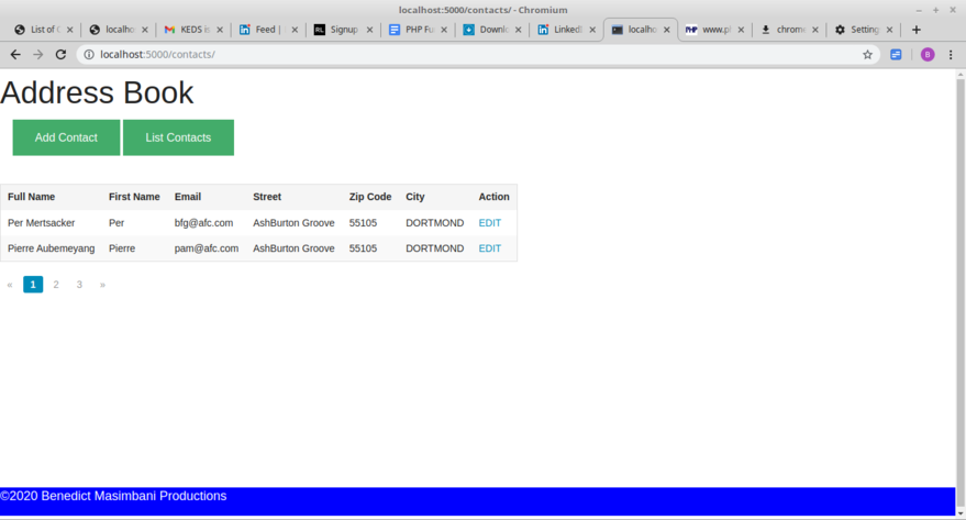 Contacts list with pagination Contacts list with pagination