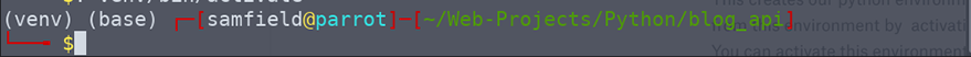 The activated environment on terminal The activated environment on terminal