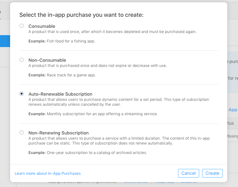 Create auto-renewable subscription Create auto-renewable subscription
