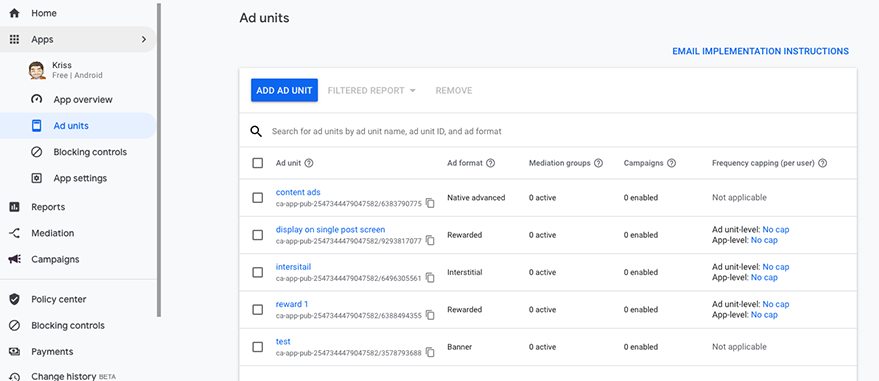 Create a new Admob app Create a new Admob app