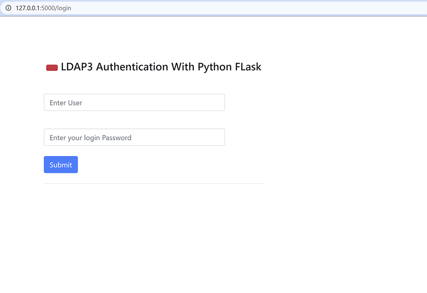LDAP authentication with FLask home page LDAP authentication with FLask home page
