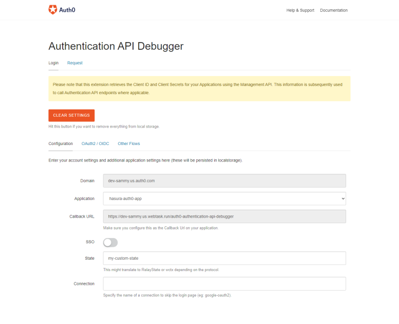 Auth0 API debugger extension Auth0 API debugger extension