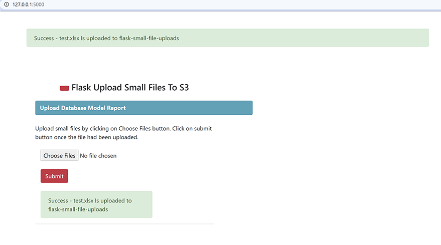 Flask Application Successful File Uploads Flask Application Successful File Uploads