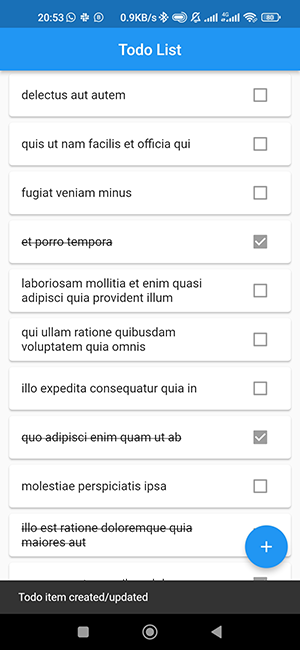 Todo item created/deleted. Application screen Todo item created/deleted. Application screen