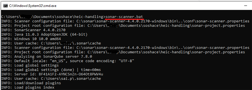 Staring the scan on the project Staring the scan on the project