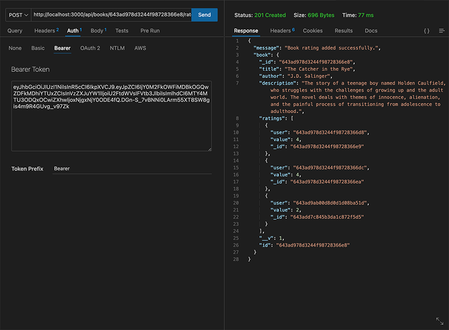 Testing the Rate book endpoint Testing the Rate book endpoint