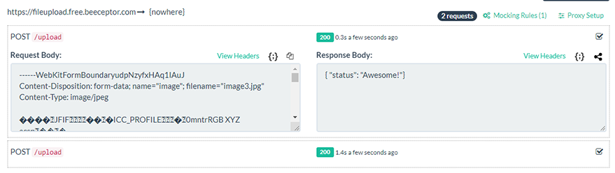 Request received by backend web server