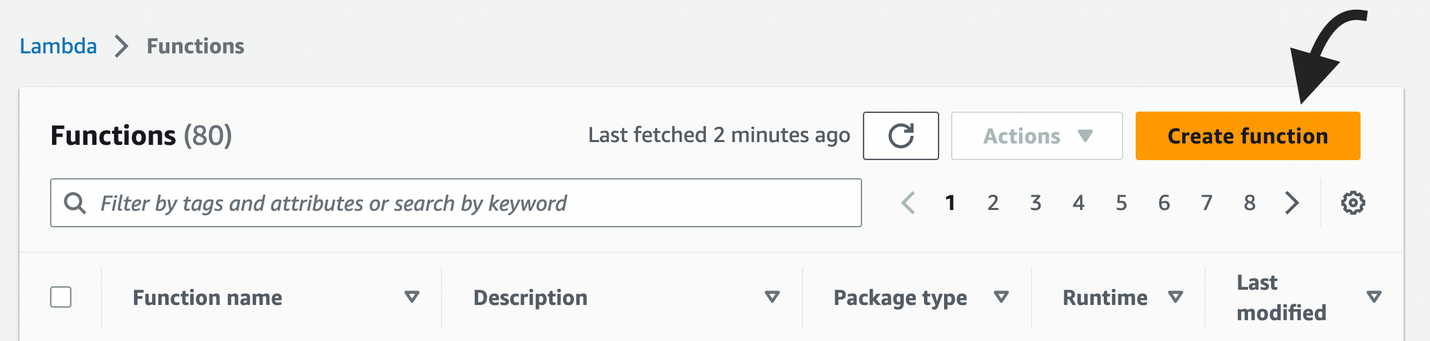 Click "Create function" button Click "Create function" button