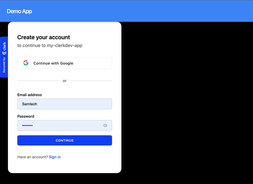 Clerk.dev custom Sign up page Clerk.dev custom Sign up page