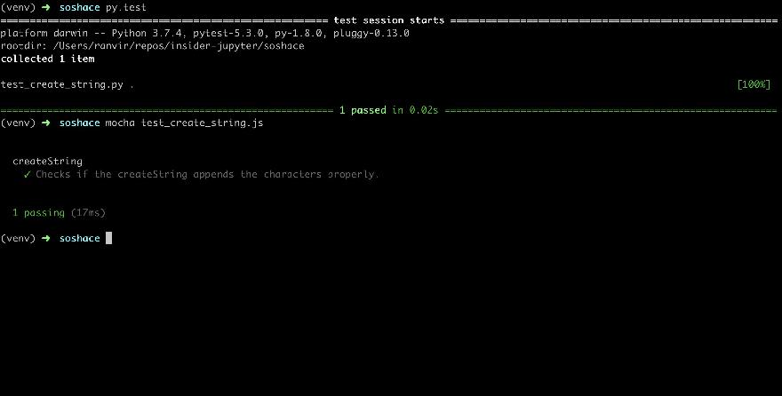 Running a command in mocha