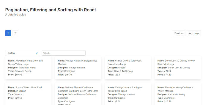 Pagination result