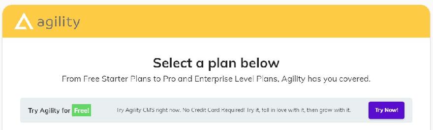 Agility. Select a plan Agility. Select a plan
