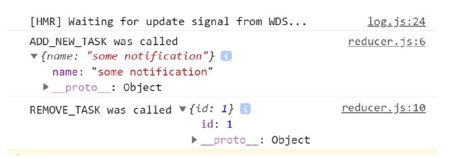 Console log. Reducer's code is being executed Console log. Reducer's code is being executed