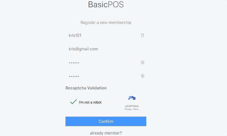 POS. Rigister componenet with Redux POS. Rigister componenet with Redux