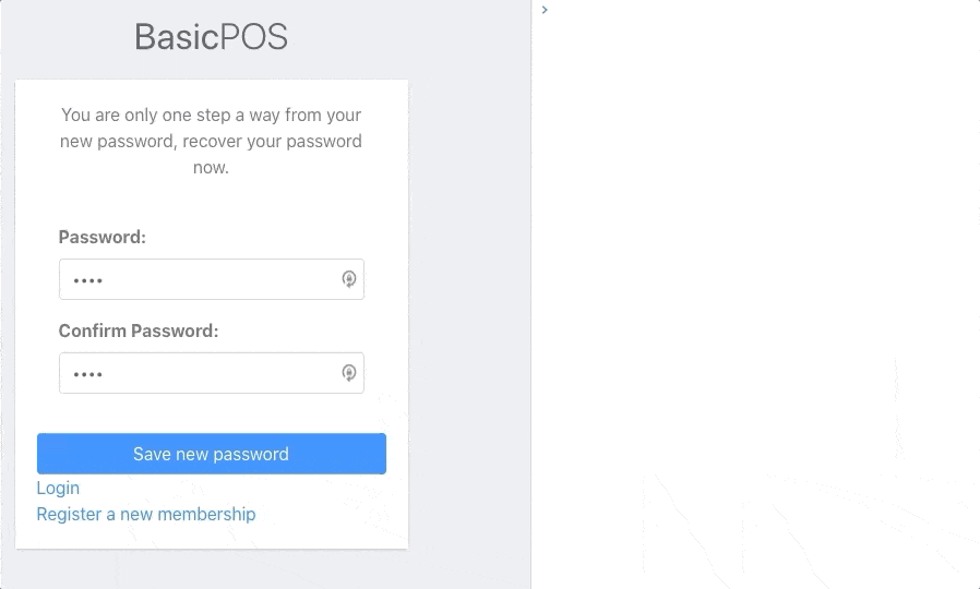 POS. Reset password component with Redux POS. Reset password component with Redux