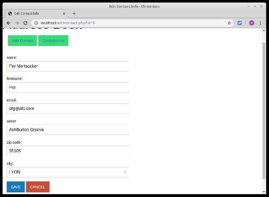 Contact Edit Form Contact Edit Form