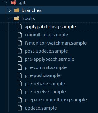 Screenshot of git pre-populated hooks folder