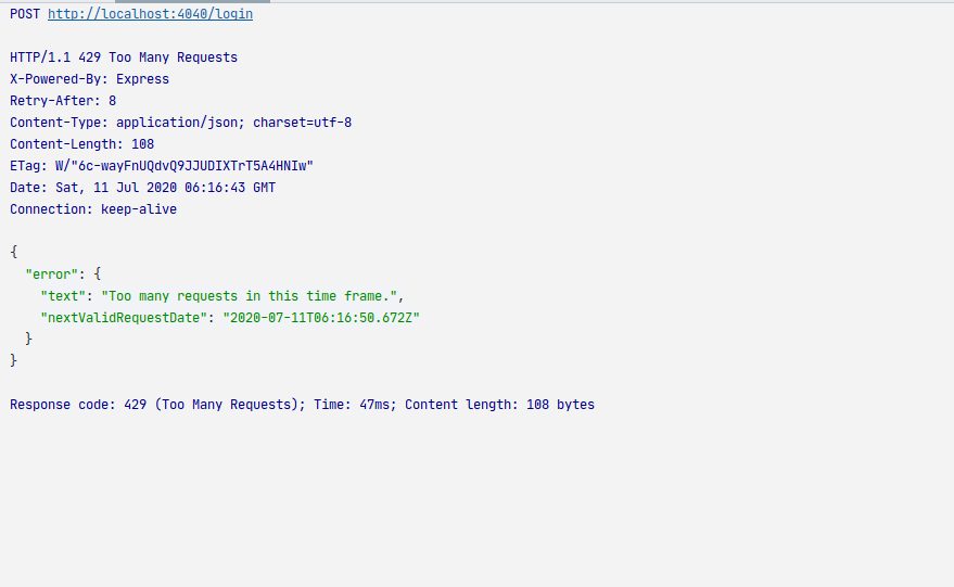 Brute force prevention nodejs rate limiter blocked
