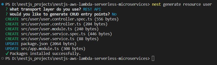 The command nest generate resource user sets up the basic structure for the User module The command nest generate resource user sets up the basic structure for the User module