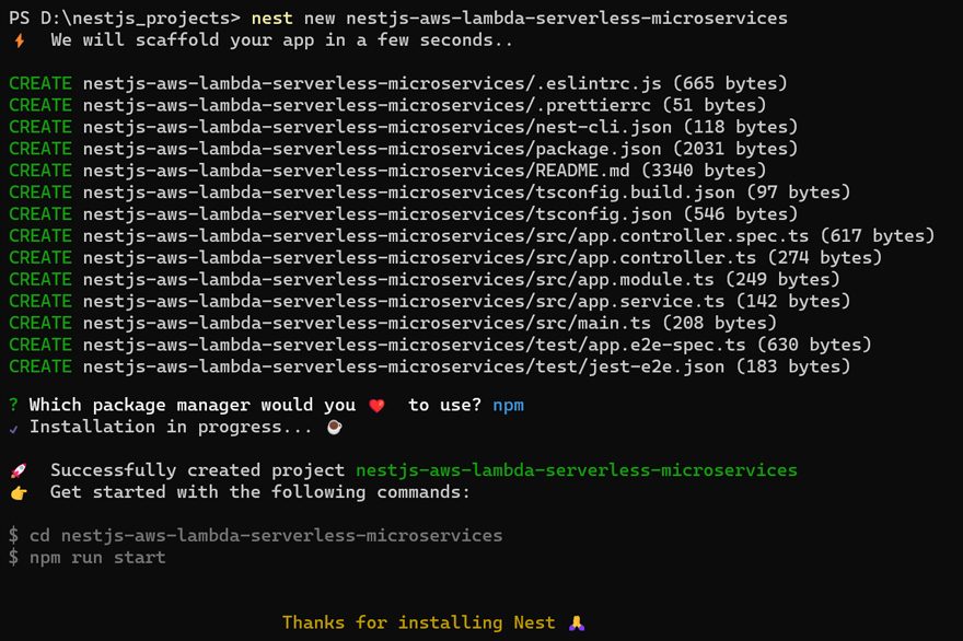 Create a new Nest.js project to see the essential files and directories to form the basis of your application Create a new Nest.js project to see the essential files and directories to form the basis of your application