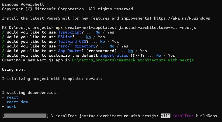 Initializing a new Next.js project named jamstack-architecture-with-nextjs Initializing a new Next.js project named jamstack-architecture-with-nextjs