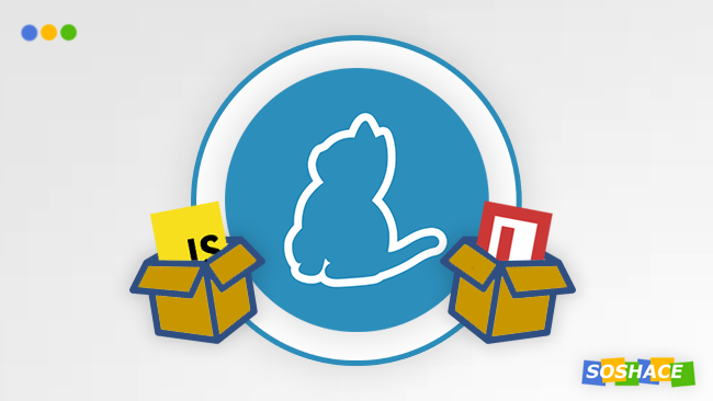 artwork depicting stylized yarn and npm logos